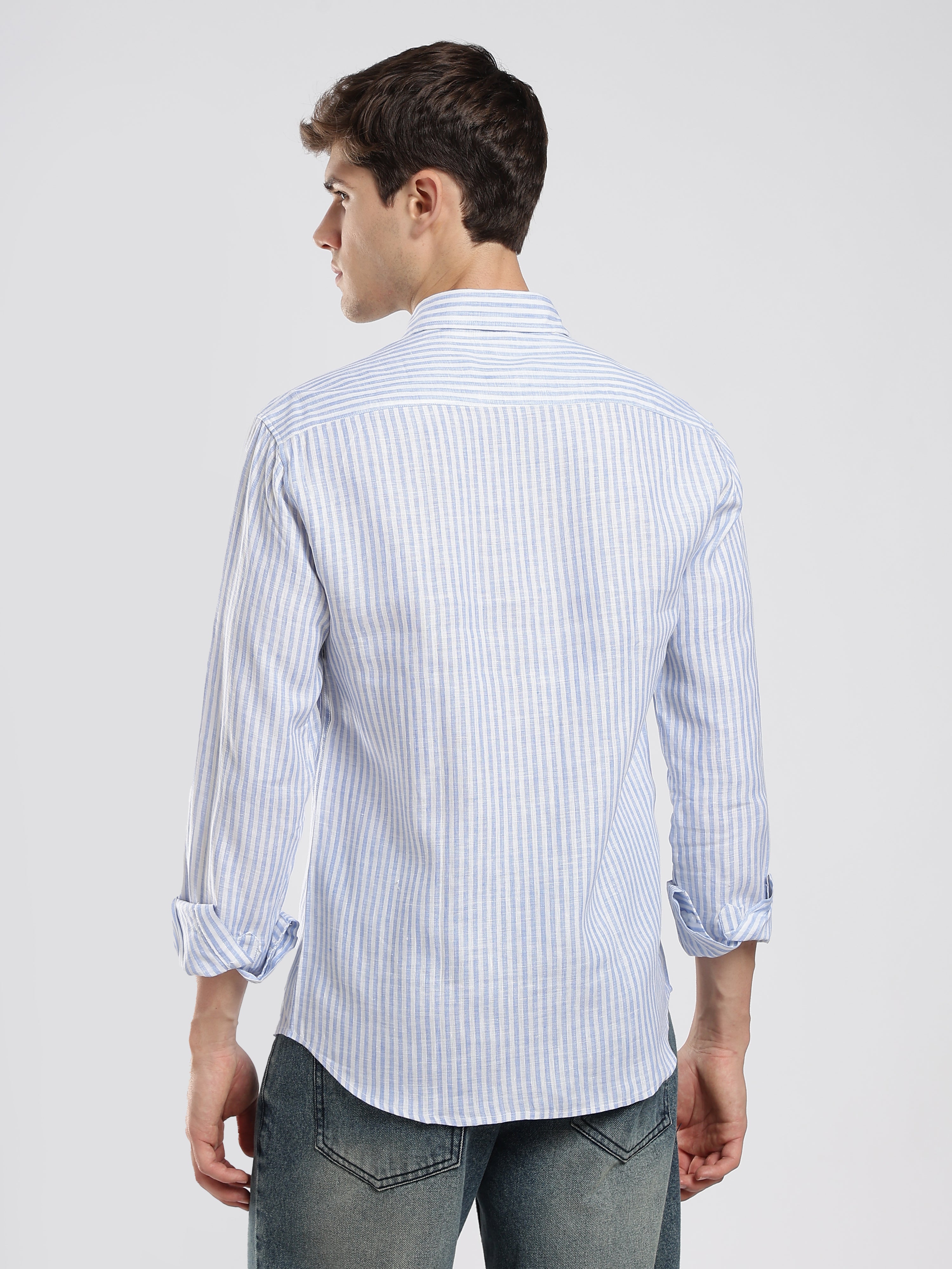 Ocean Blue Striped Linen Shirt – Coastal Edit