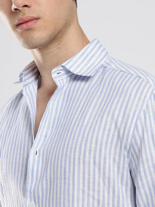Ocean Blue Striped Linen Shirt – Coastal Edit