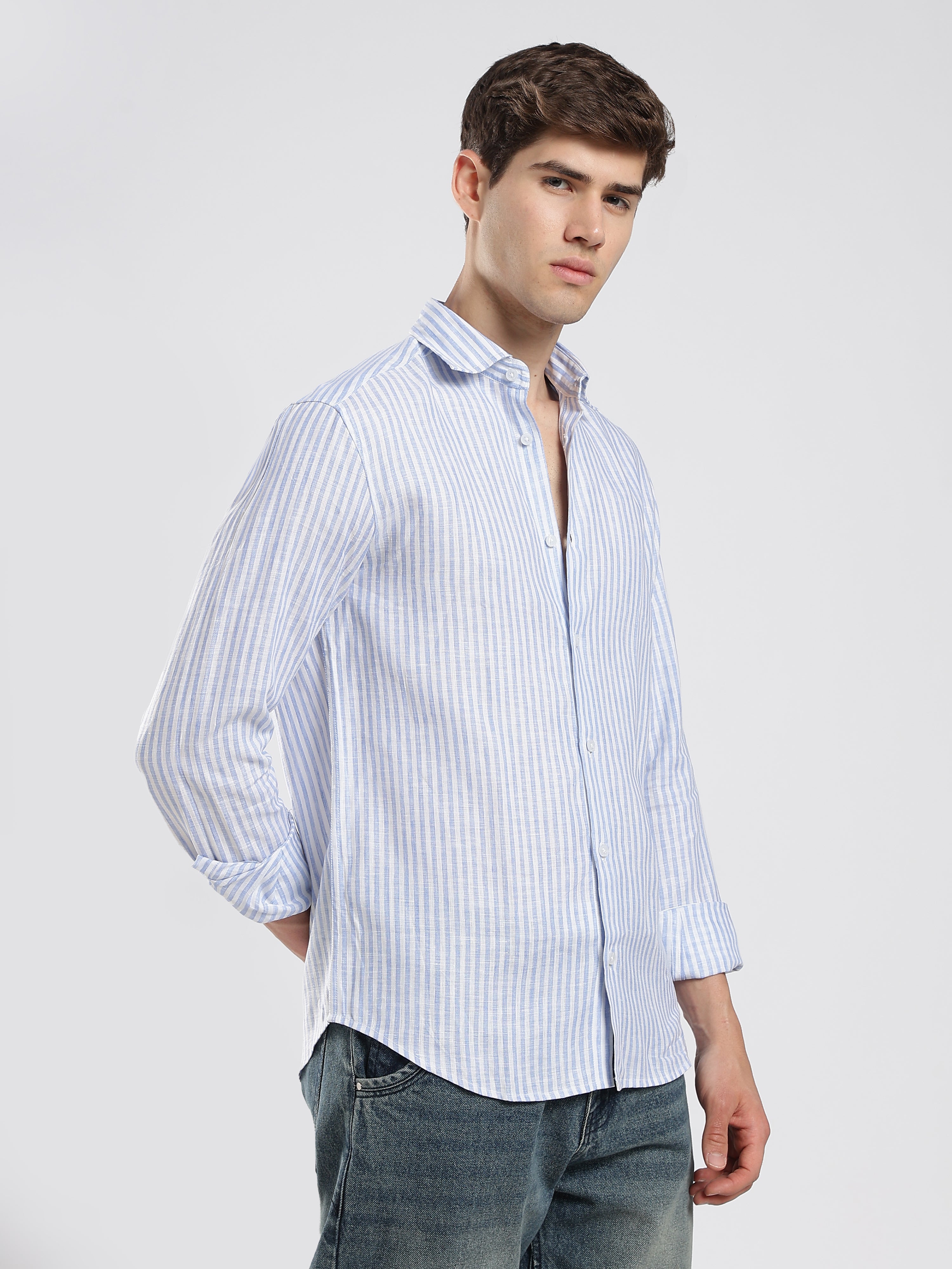 Ocean Blue Striped Linen Shirt – Coastal Edit
