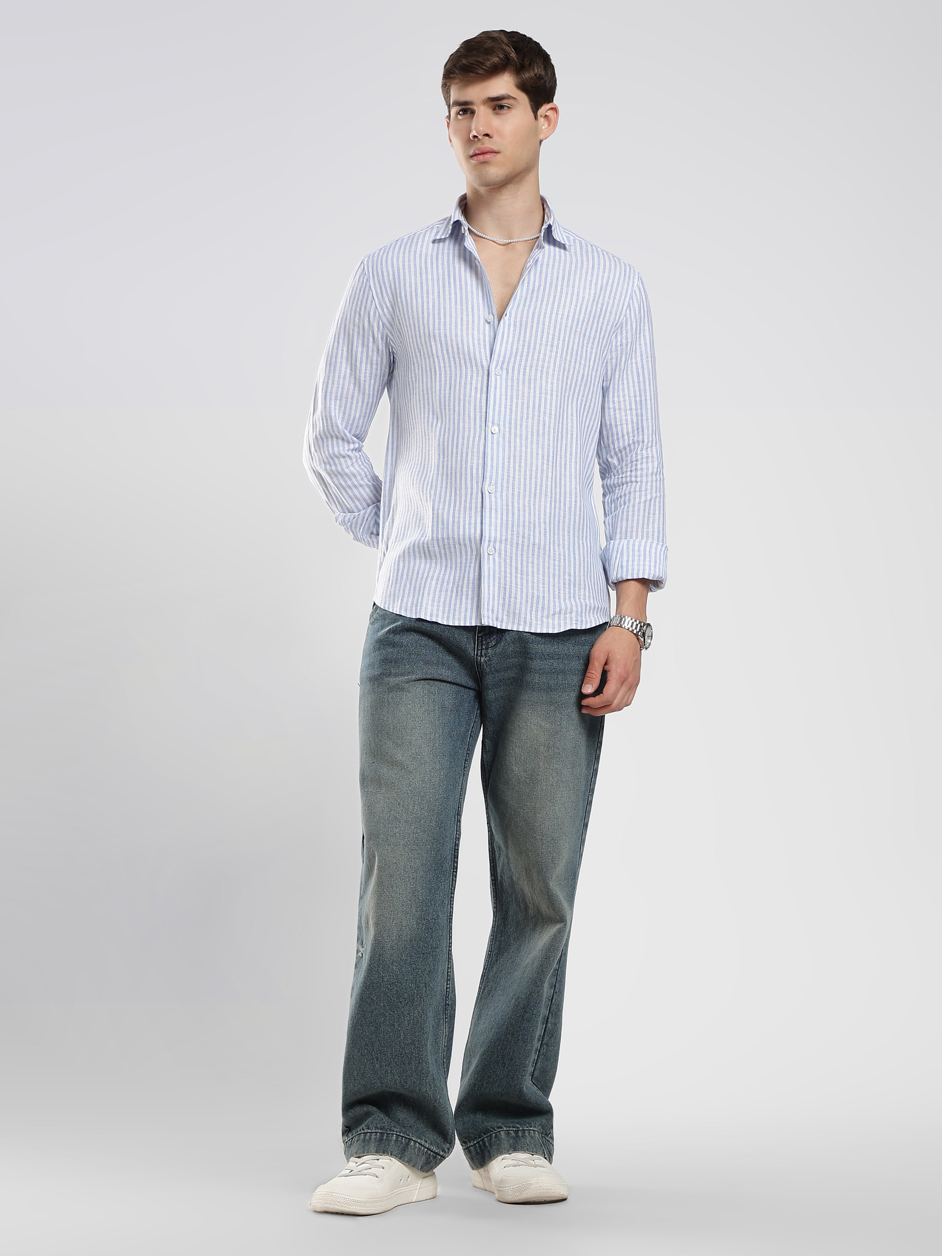 Ocean Blue Striped Linen Shirt – Coastal Edit