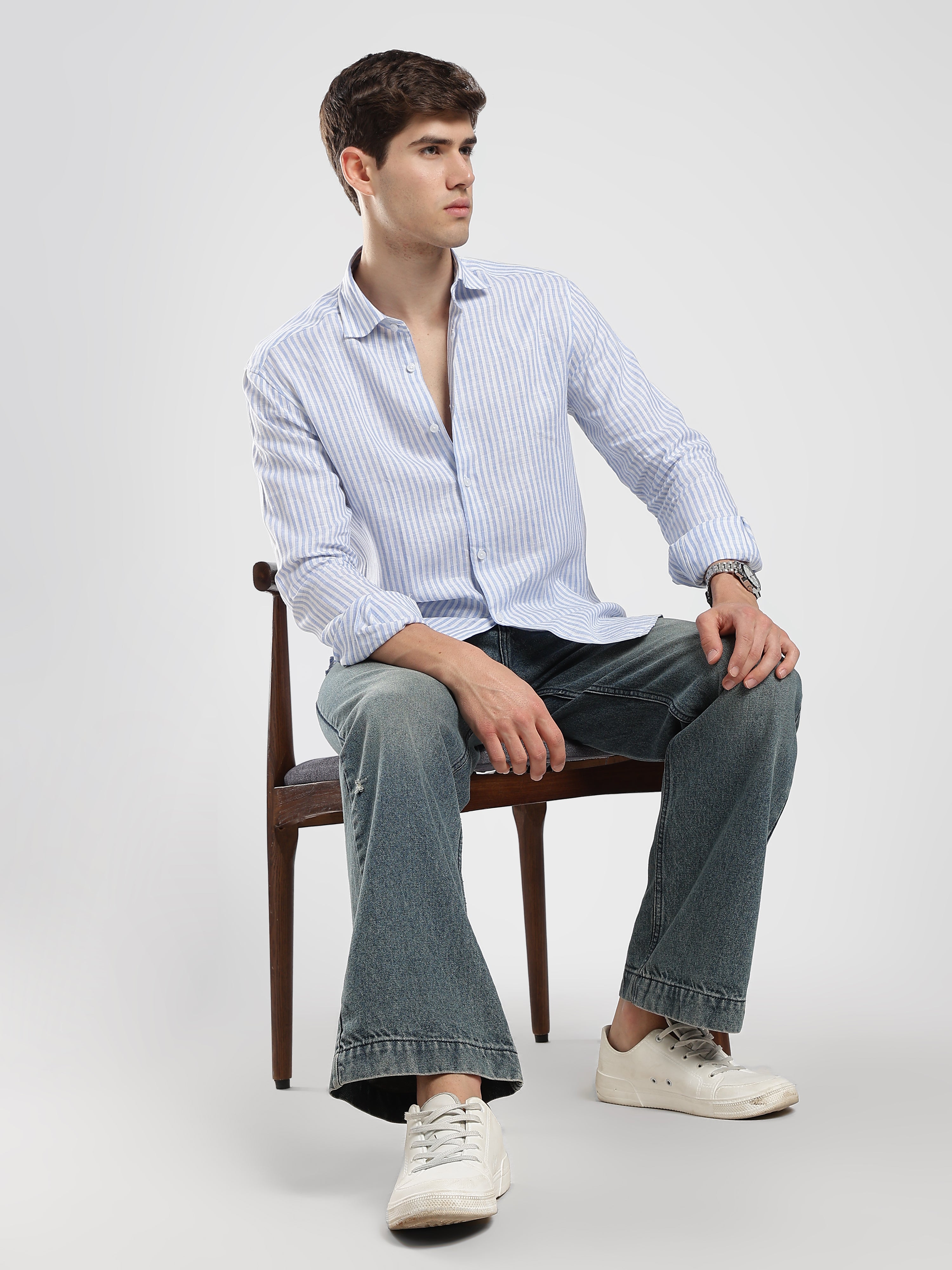 Ocean Blue Striped Linen Shirt – Coastal Edit
