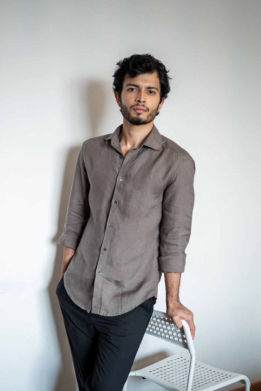 Dusty Olive Irish Linen Shirt