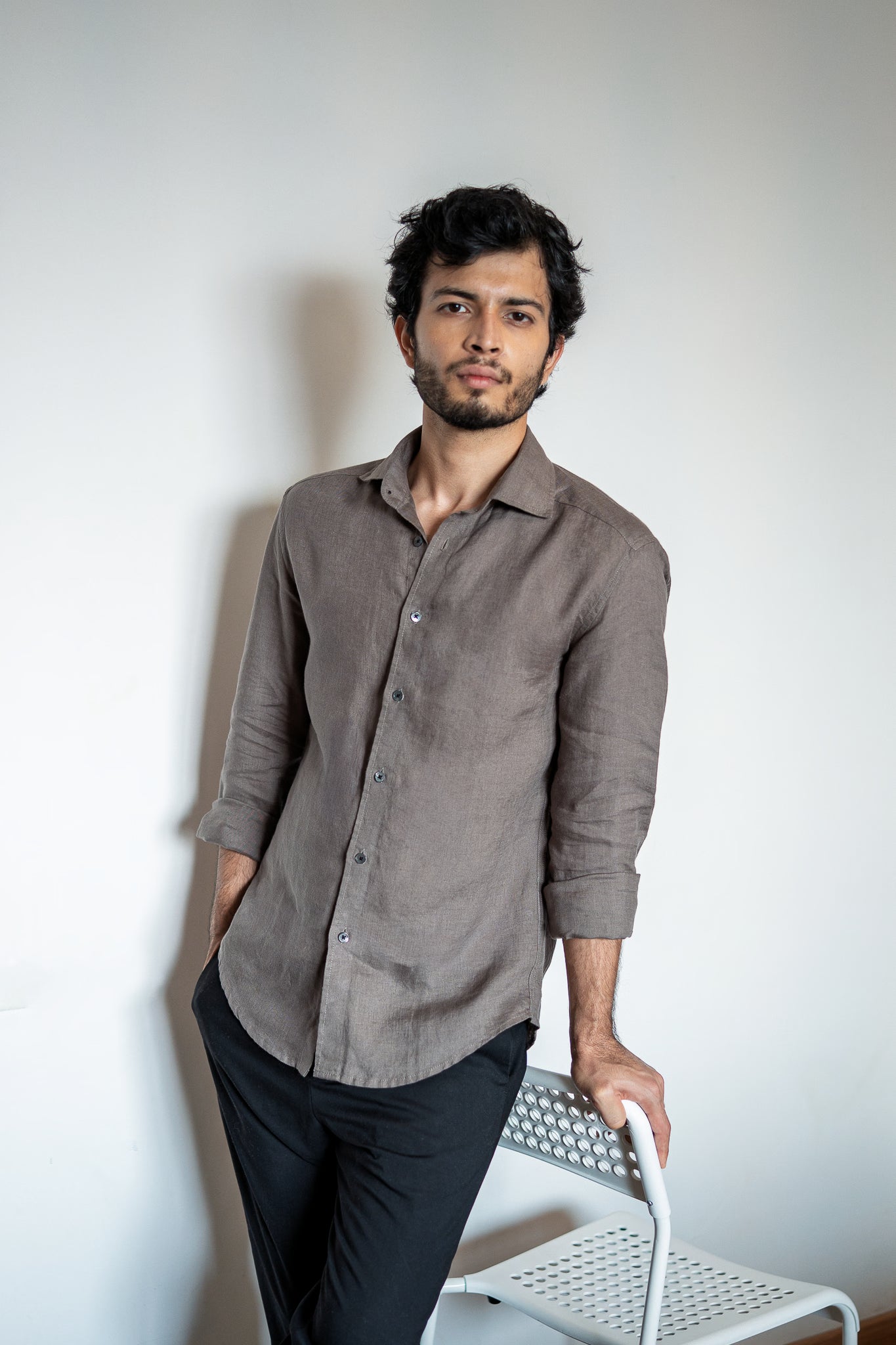 Dusty Olive Irish Linen Shirt