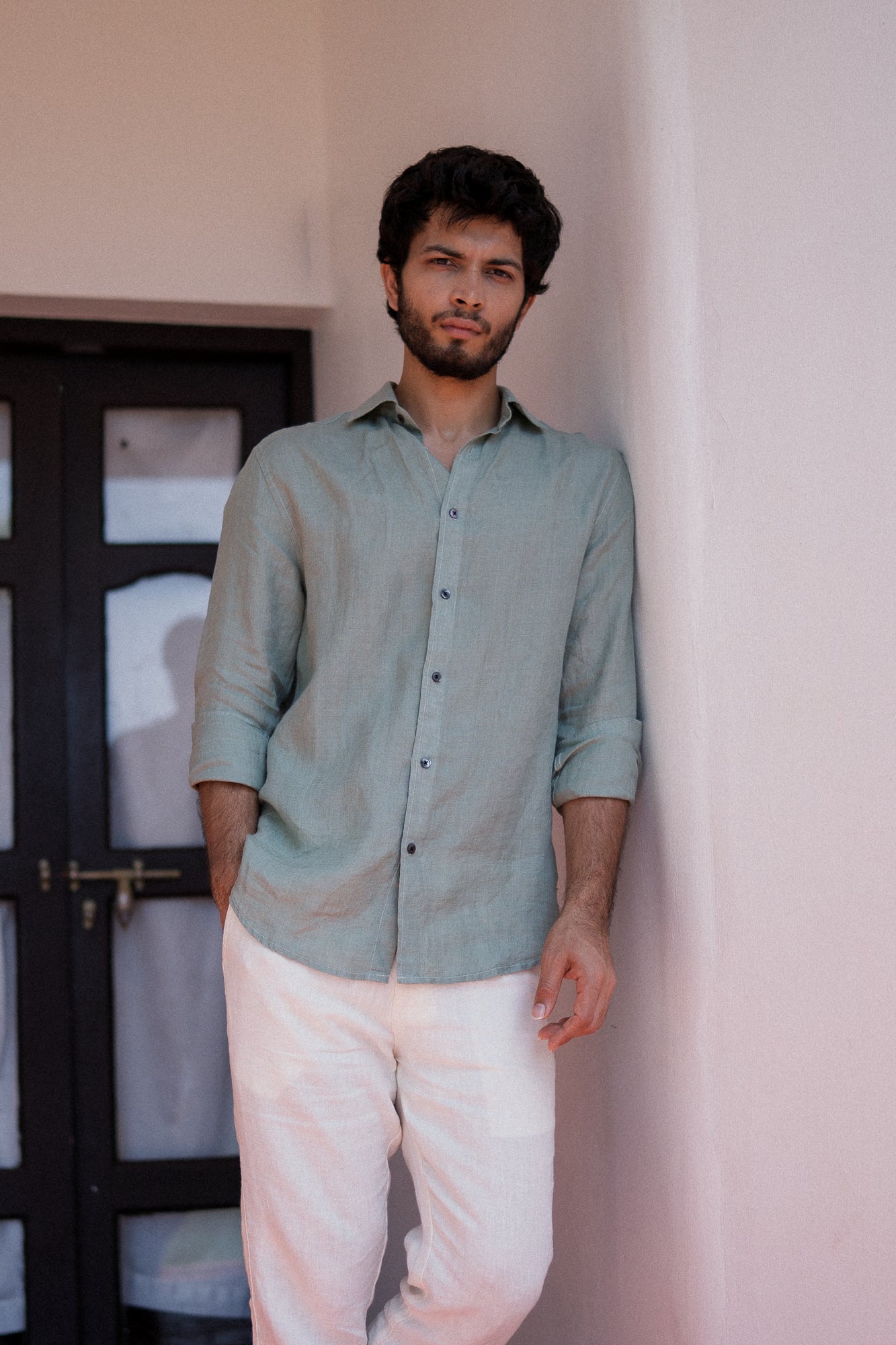 Eucalyptus Green Irish Linen Shirt