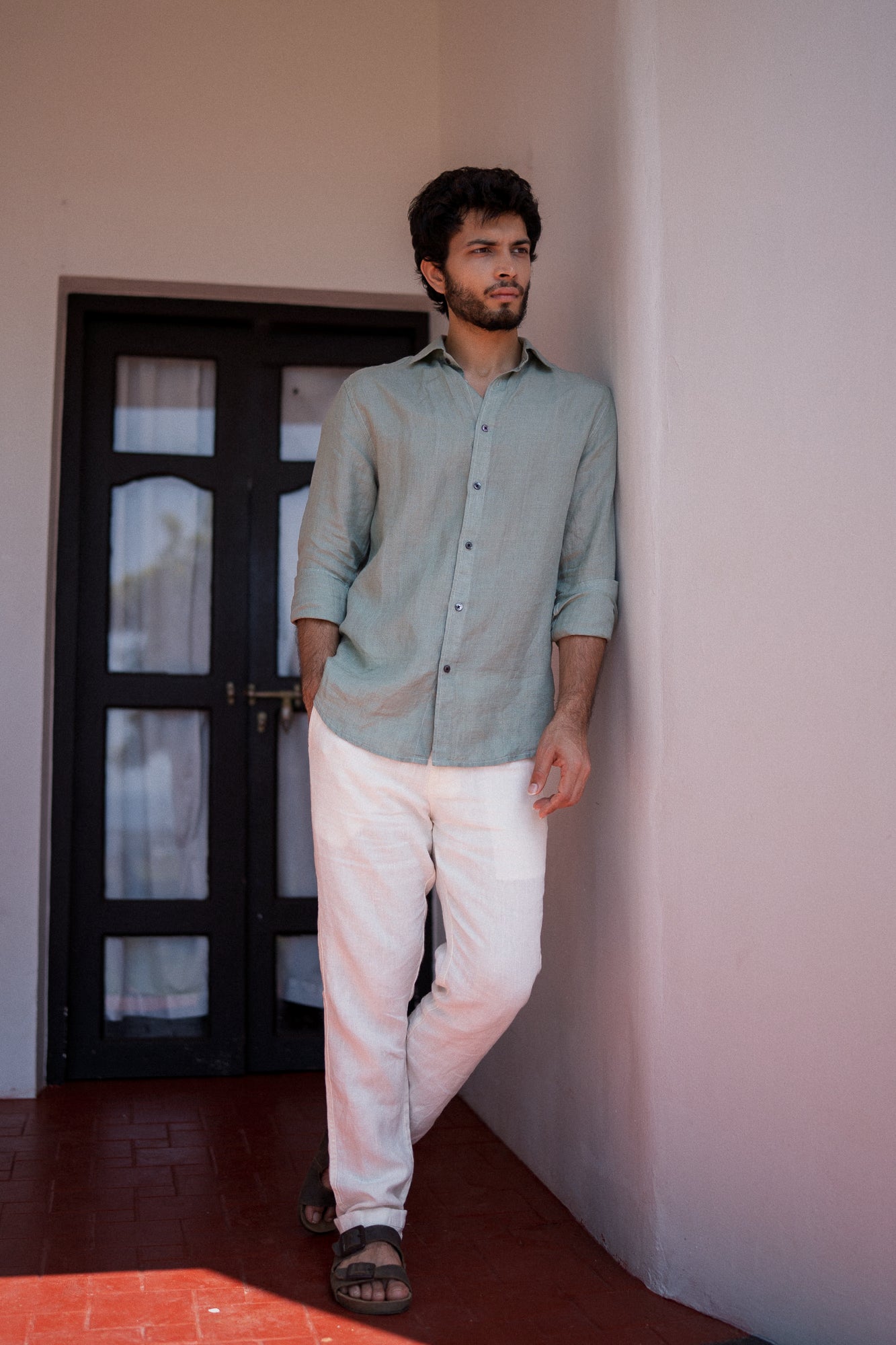 Eucalyptus Green Irish Linen Shirt