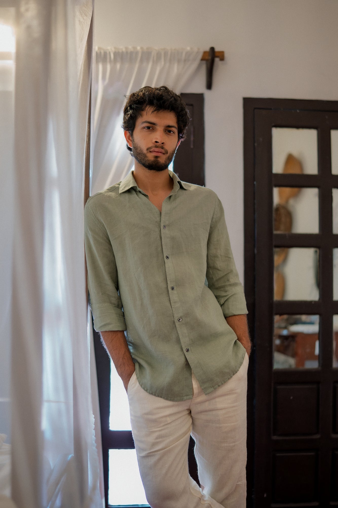 Eucalyptus Green Irish Linen Shirt