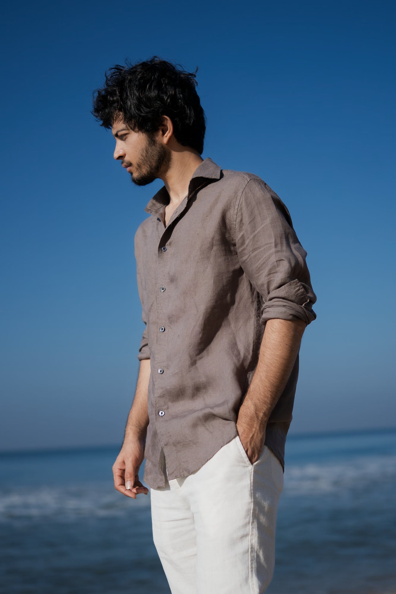 Dusty Olive Irish Linen Shirt