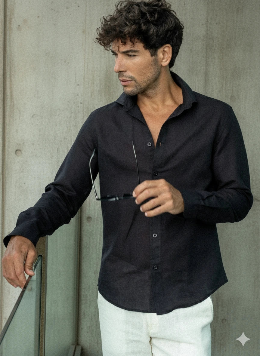 Black Irish Linen Shirt