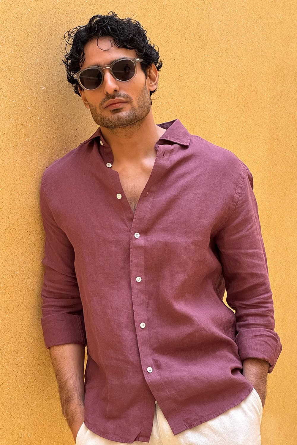 Plum Irish Linen Shirt