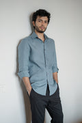 Airforce Blue Irish Linen Shirt