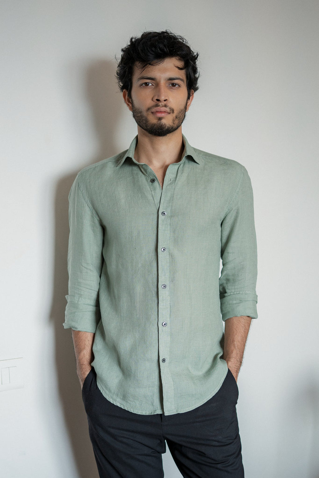 Eucalyptus Green Irish Linen Shirt