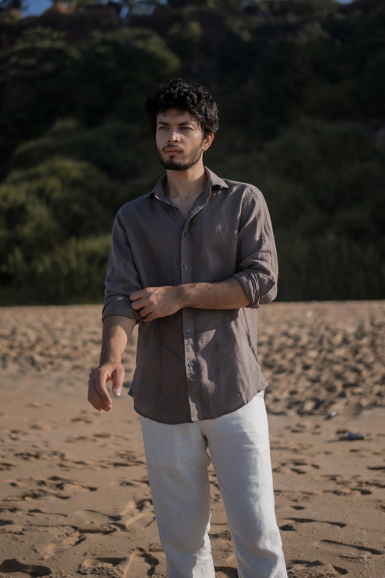 Dusty Olive Irish Linen Shirt