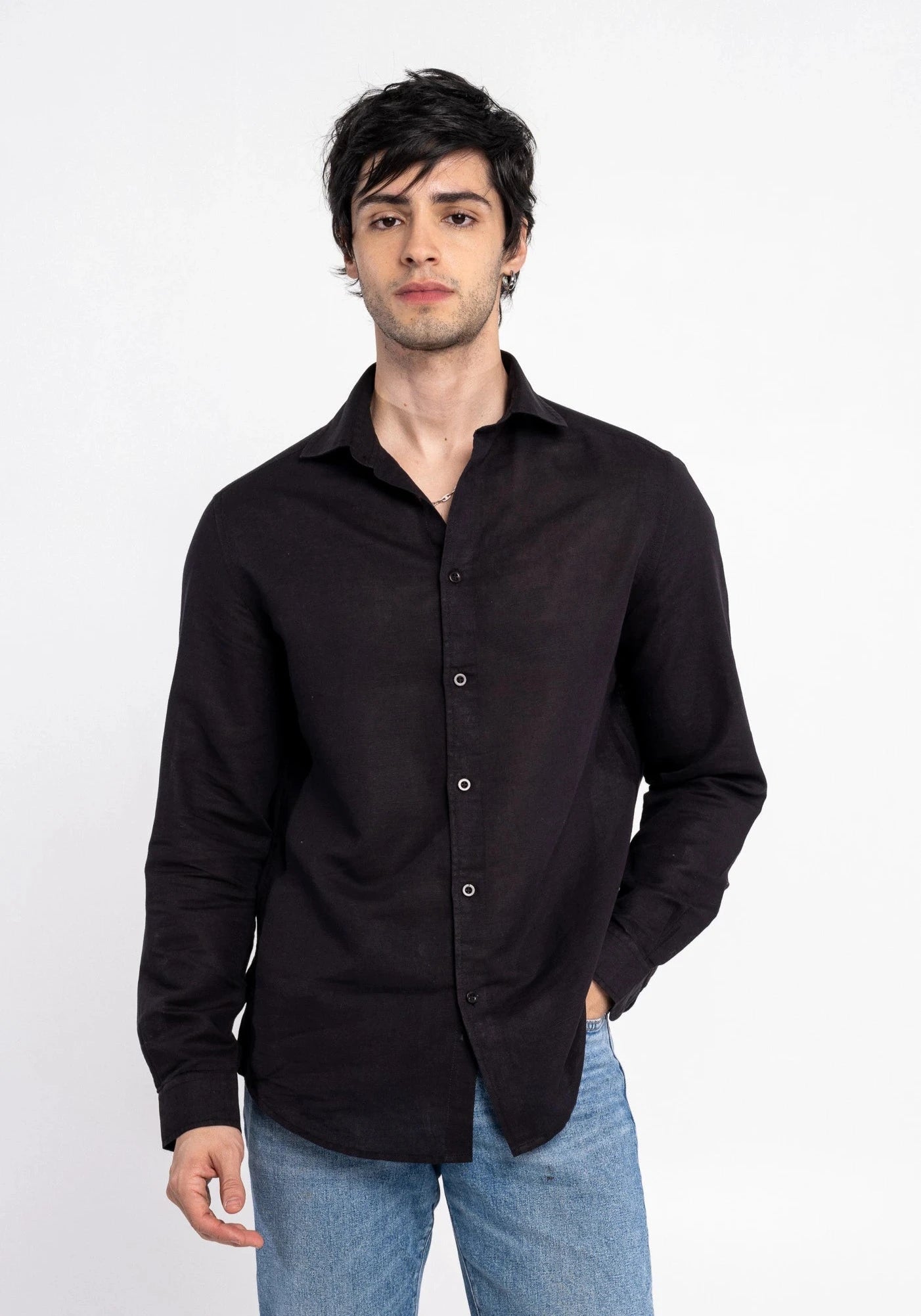 Black Irish Linen Shirt