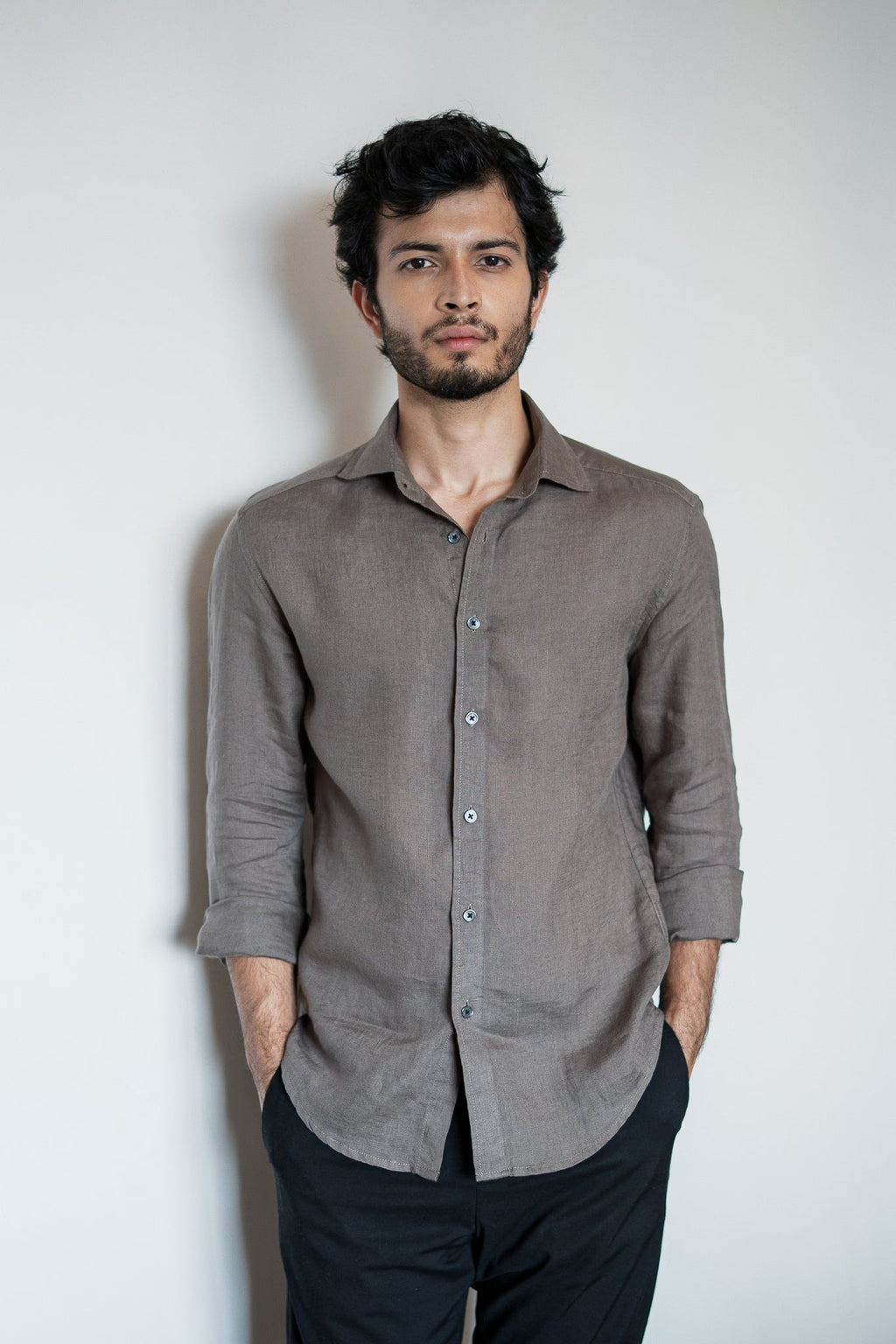 Dusty Olive Irish Linen Shirt