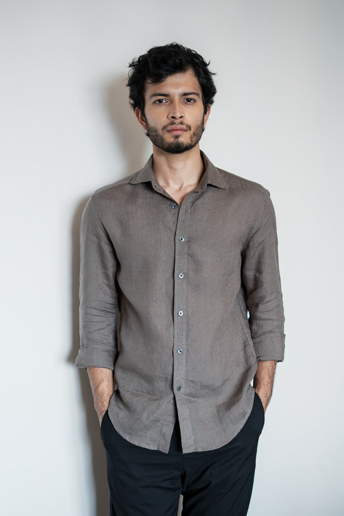 Dusty Olive Irish Linen Shirt