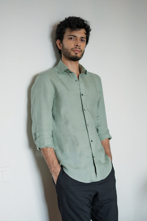 Eucalyptus Green Irish Linen Shirt