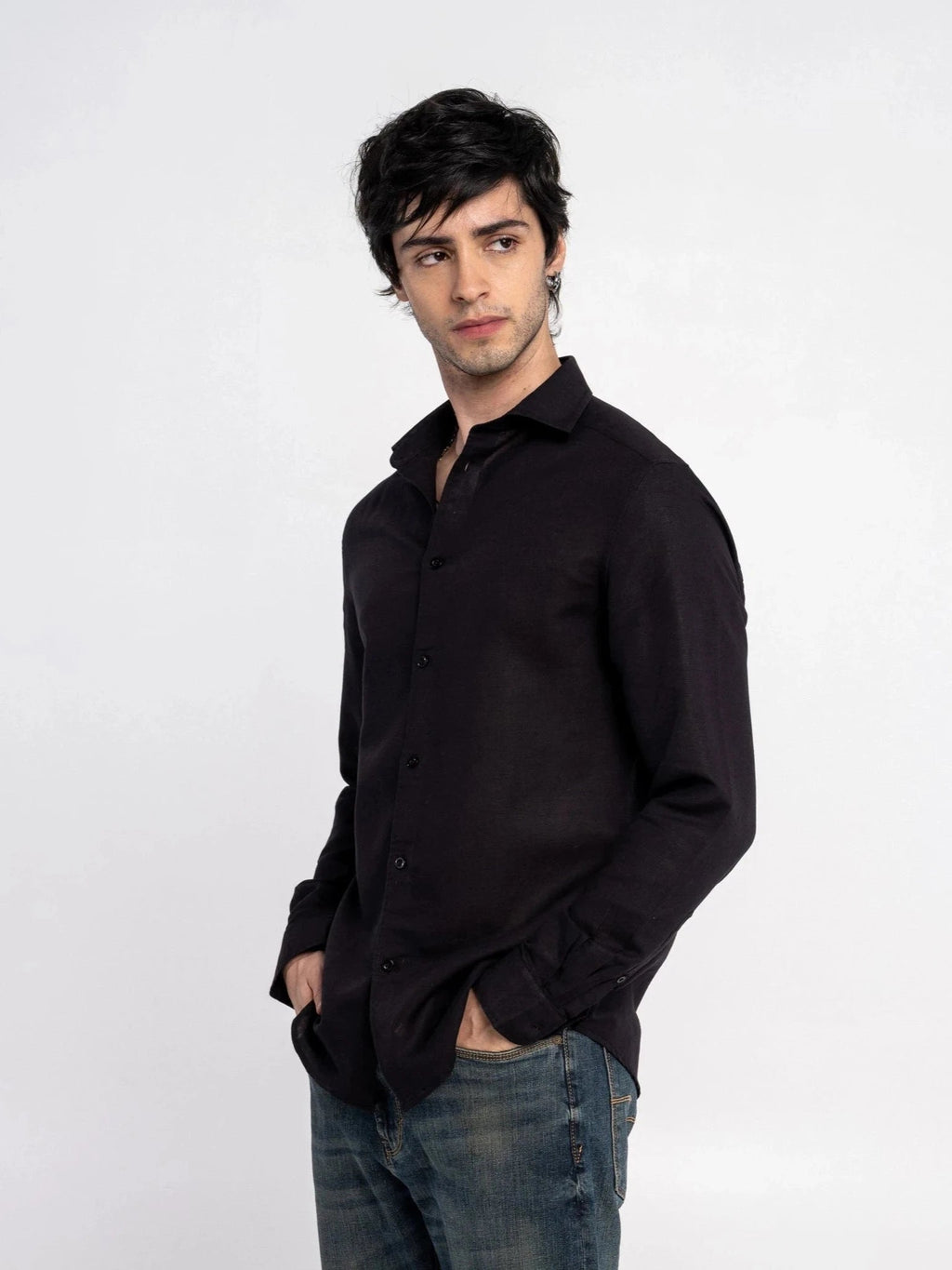 Black Irish Linen Shirt