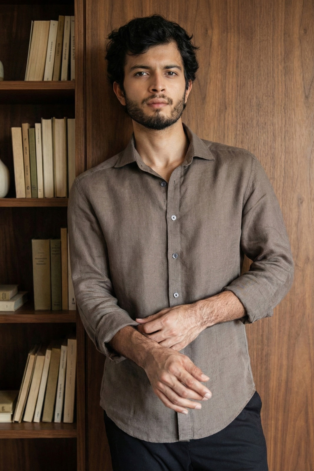 Dusty Olive Irish Linen Shirt