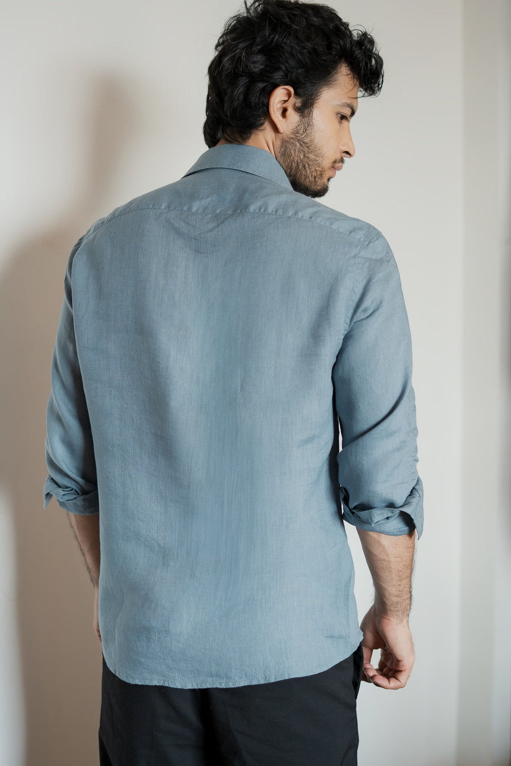 Airforce Blue Irish Linen Shirt