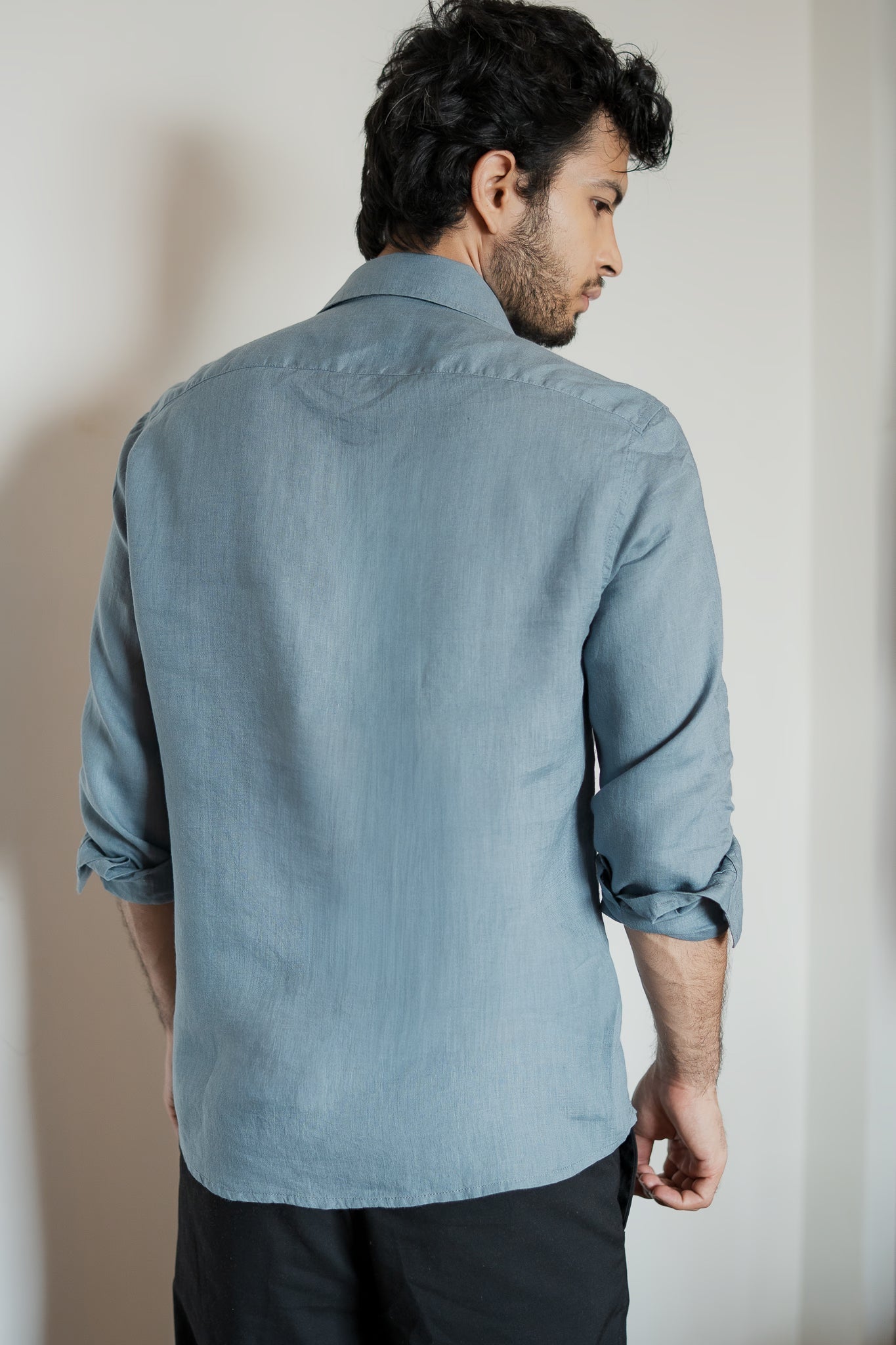 Airforce Blue Irish Linen Shirt