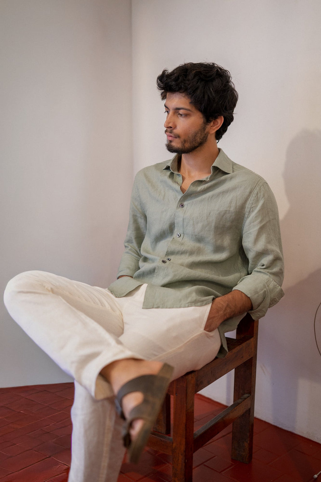 Eucalyptus Green Irish Linen Shirt