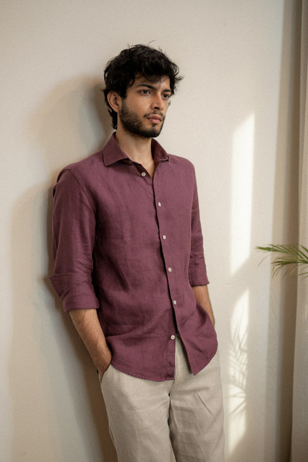Plum Irish Linen Shirt