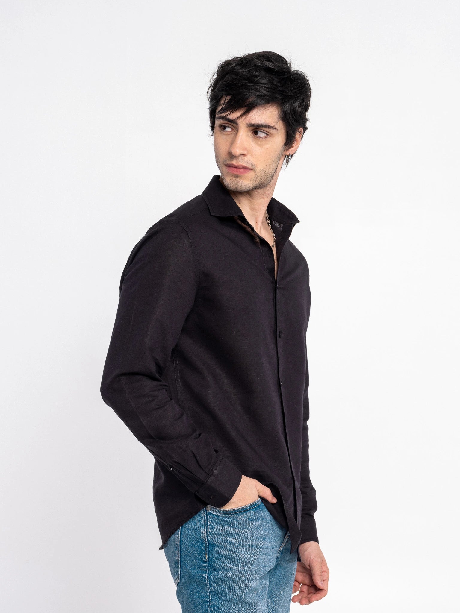 Black Irish Linen Shirt