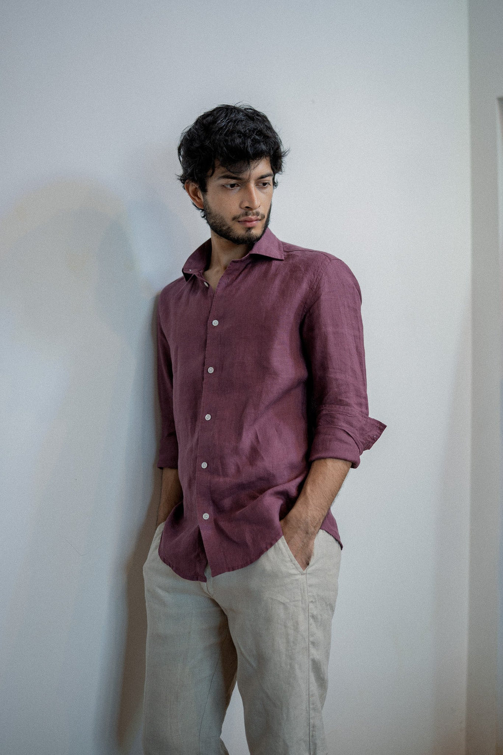 Plum Irish Linen Shirt